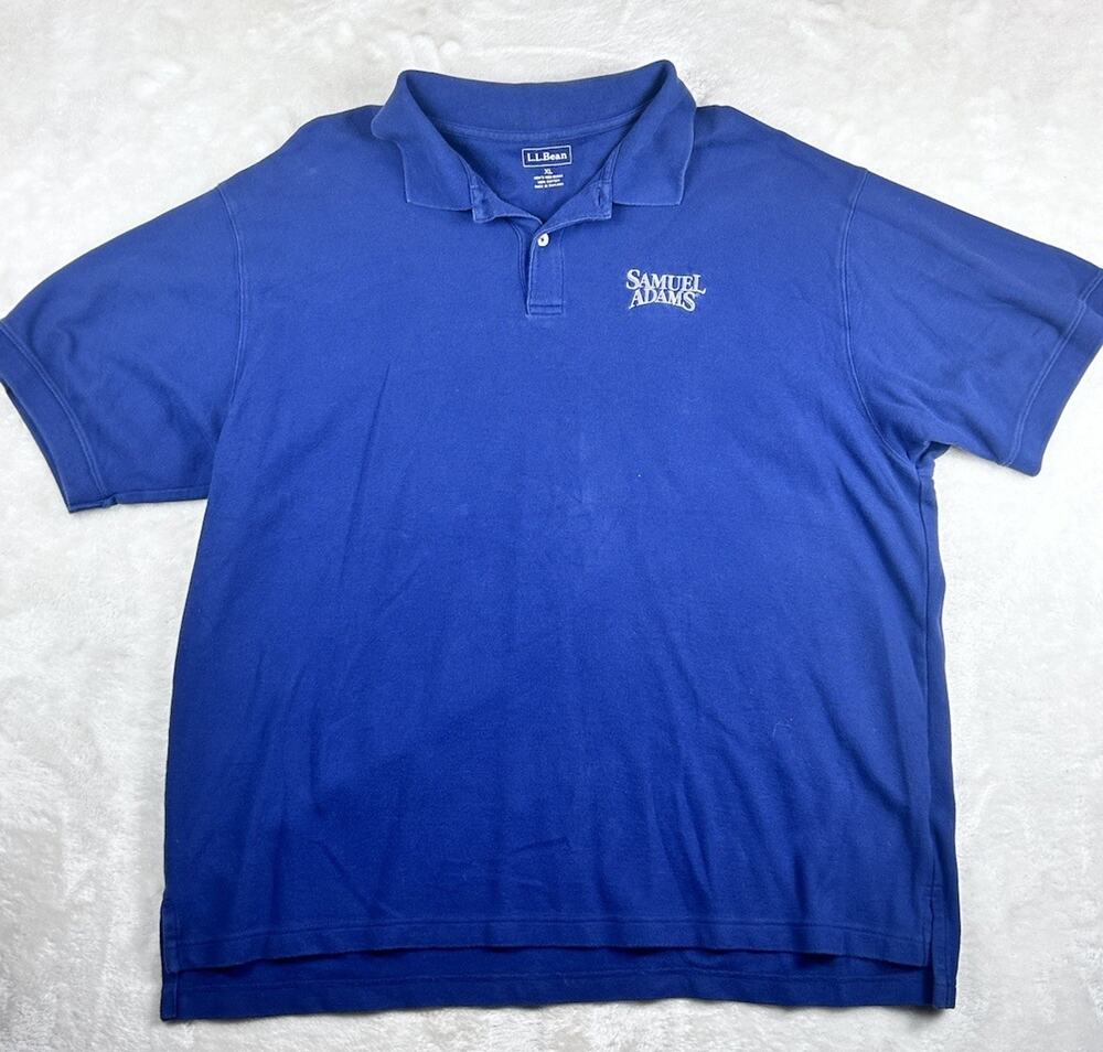 L.L. Bean Polo Shirt Men's Sz XL Blue Traditional Fit Cotton Samuel Adams Beer